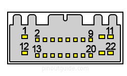 22 pin KIA amplifier connector view and layout