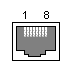 8 pin RJ45 (8P8C) female connector view and layout
