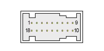 18 pin Audi Audio amplifier connector view and layout