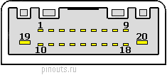 20 pin Nissan Head Unit Audio main connector view and layout