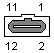 12 pin SNES A/V female proprietary connector view and layout