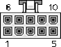 10 pin MiniFit Jr 5557-10 female connector drawing