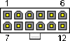 12 pin MiniFit Jr 5566-12 male connector drawing