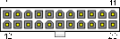 22 pin MiniFit Jr 5566-22 male connector drawing