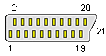 21 pin SCART male connector drawing